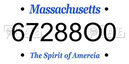 67288O0 Massachusetts License Plate