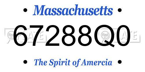 67288Q0 Massachusetts License Plate