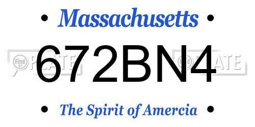 672BN4 Massachusetts License Plate