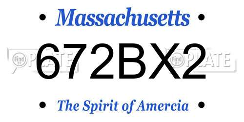 672BX2 Massachusetts License Plate
