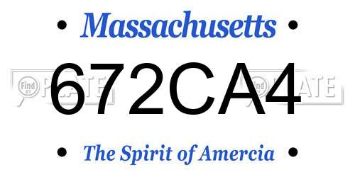 672CA4 Massachusetts License Plate