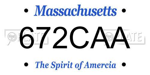 672CAA Massachusetts License Plate