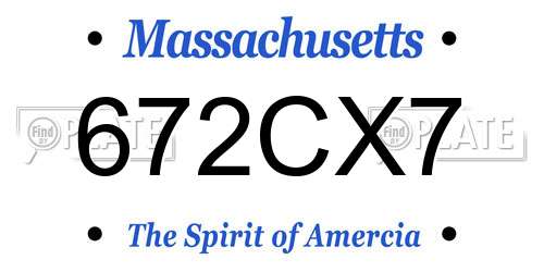 672CX7 Massachusetts License Plate
