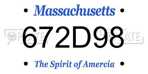 672D98 Massachusetts License Plate