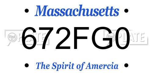 672FG0 Massachusetts License Plate