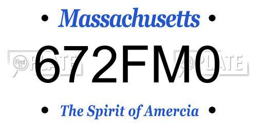 672FM0 Massachusetts License Plate