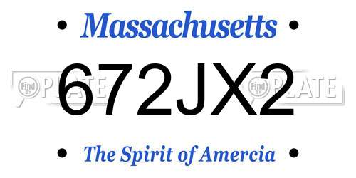 672JX2 Massachusetts License Plate