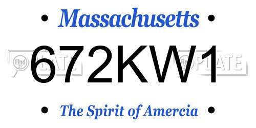 672KW1 Massachusetts License Plate