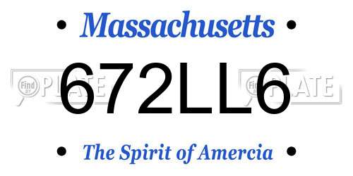 672LL6 Massachusetts License Plate