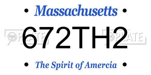 672TH2 Massachusetts License Plate
