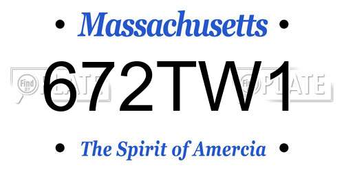 672TW1 Massachusetts License Plate