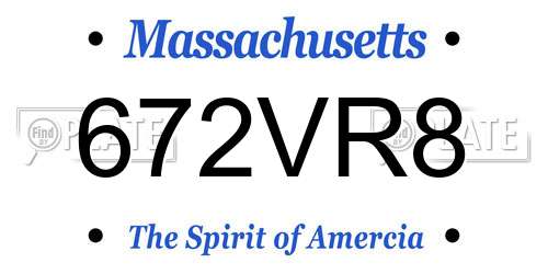 672VR8 Massachusetts License Plate