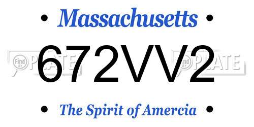 672VV2 Massachusetts License Plate
