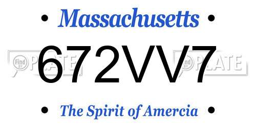672VV7 Massachusetts License Plate