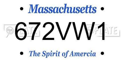 672VW1 Massachusetts License Plate