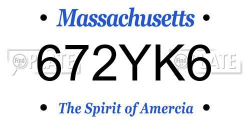 672YK6 Massachusetts License Plate