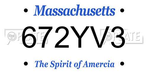 672YV3 Massachusetts License Plate