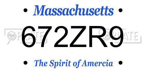 672ZR9 Massachusetts License Plate
