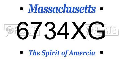 6734XG Massachusetts License Plate
