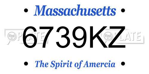 6739KZ Massachusetts License Plate