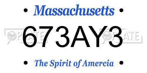 673AY3 Massachusetts License Plate