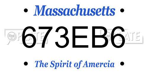 673EB6 Massachusetts License Plate