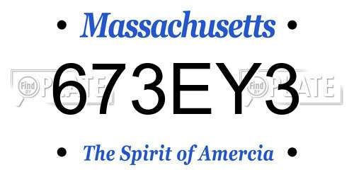 673EY3 Massachusetts License Plate
