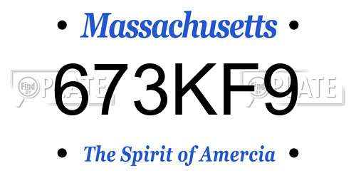 673KF9 Massachusetts License Plate