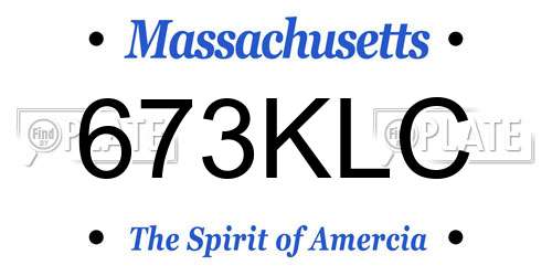 673KLC Massachusetts License Plate