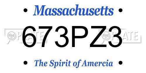 673PZ3 Massachusetts License Plate
