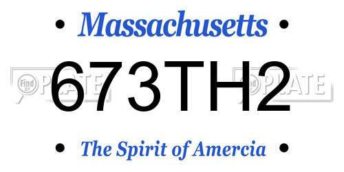 673TH2 Massachusetts License Plate