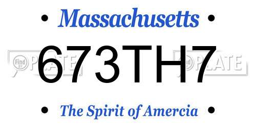 673TH7 Massachusetts License Plate
