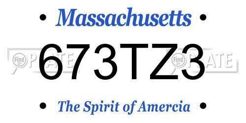 673TZ3 Massachusetts License Plate