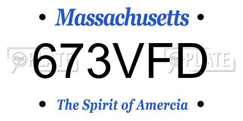 673VFD Massachusetts License Plate