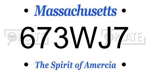 673WJ7 Massachusetts License Plate