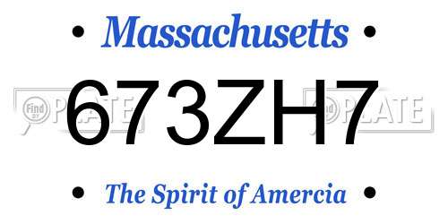 673ZH7 Massachusetts License Plate