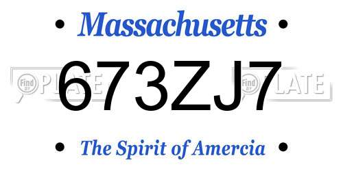673ZJ7 Massachusetts License Plate