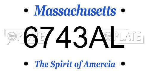 6743AL Massachusetts License Plate
