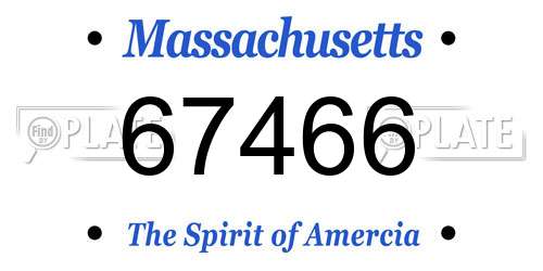 67466 Massachusetts License Plate
