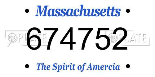 674752 Massachusetts License Plate