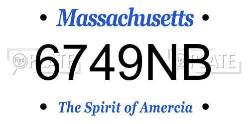 6749NB Massachusetts License Plate