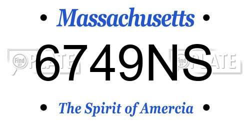 6749NS Massachusetts License Plate