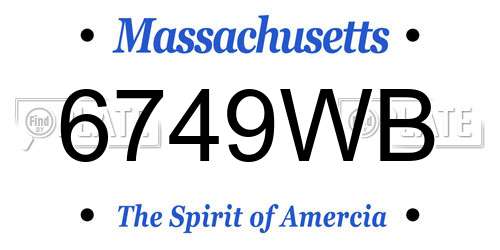 6749WB Massachusetts License Plate