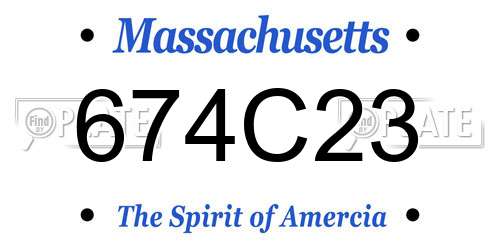 674C23 Massachusetts License Plate