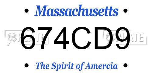 674CD9 Massachusetts License Plate