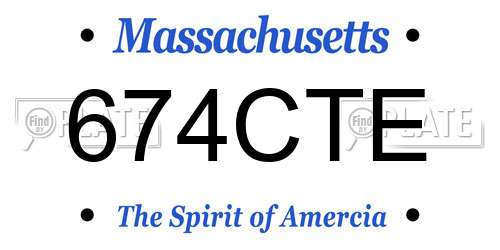 674CTE Massachusetts License Plate