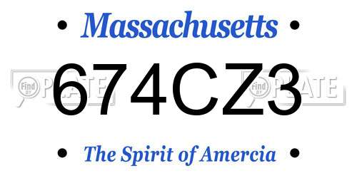 674CZ3 Massachusetts License Plate