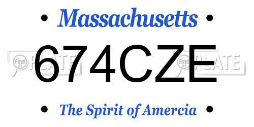 674CZE Massachusetts License Plate