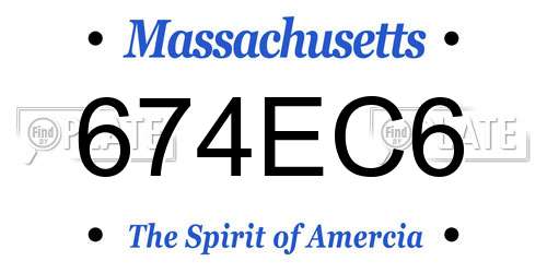 674EC6 Massachusetts License Plate