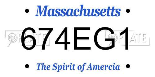 674EG1 Massachusetts License Plate